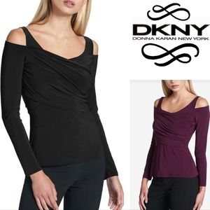 🎋Dkny Cold Shoulder Jersey Knit Top